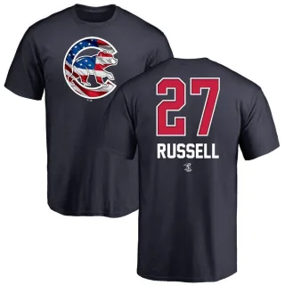 Men's Chicago Cubs Addison Russell Navy Name and Number Banner Wave T-Shirt