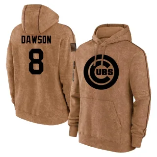 Men's Chicago Cubs Andre Dawson Brown 2023 Salute to Service Club Pullover Hoodie