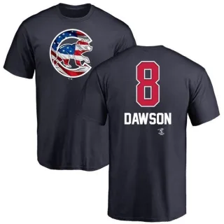 Men's Chicago Cubs Andre Dawson Navy Name and Number Banner Wave T-Shirt