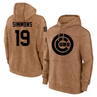 Men's Chicago Cubs Andrelton Simmons Brown 2023 Salute to Service Club Pullover Hoodie