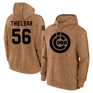 Men's Chicago Cubs Caleb Thielbar Brown 2023 Salute to Service Club Pullover Hoodie