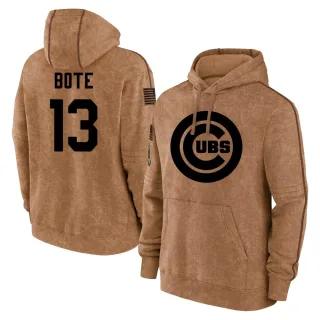 Men's Chicago Cubs David Bote Brown 2023 Salute to Service Club Pullover Hoodie