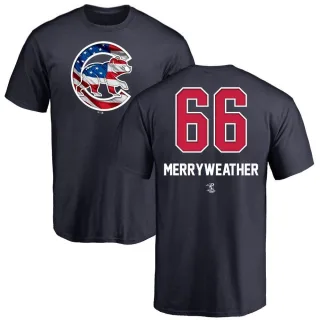 Men's Chicago Cubs Julian Merryweather Navy Name and Number Banner Wave T-Shirt