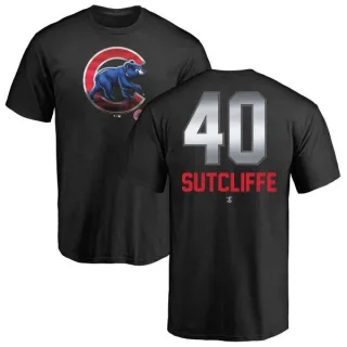 Men's Chicago Cubs Rick Sutcliffe Black Midnight Mascot T-Shirt