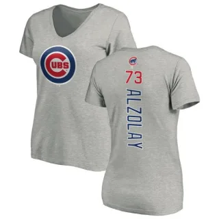 Women's Chicago Cubs Adbert Alzolay Ash Backer Slim Fit T-Shirt