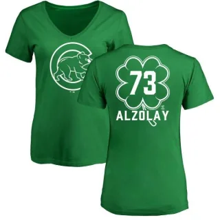 Women's Chicago Cubs Adbert Alzolay Green Dubliner V-Neck T-Shirt Kelly