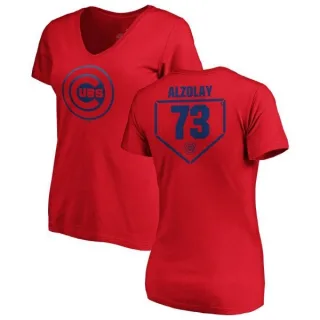 Women's Chicago Cubs Adbert Alzolay Red RBI Slim Fit V-Neck T-Shirt