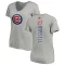 Women's Chicago Cubs Addison Russell Ash Backer Slim Fit T-Shirt