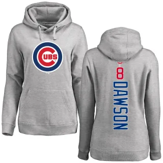 Women's Chicago Cubs Andre Dawson Ash Backer Pullover Hoodie