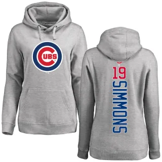 Women's Chicago Cubs Andrelton Simmons Ash Backer Pullover Hoodie