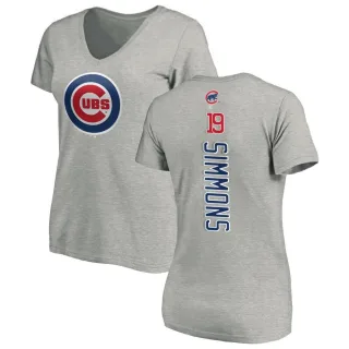 Women's Chicago Cubs Andrelton Simmons Ash Backer Slim Fit T-Shirt