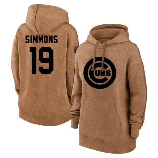 Women's Chicago Cubs Andrelton Simmons Brown 2023 Salute to Service Pullover Hoodie