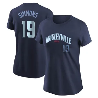 Women's Chicago Cubs Andrelton Simmons Navy City Connect T-Shirt