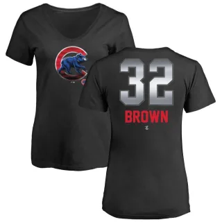 Women's Chicago Cubs Ben Brown Black Midnight Mascot V-Neck T-Shirt