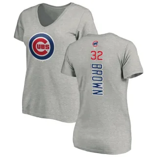 Women's Chicago Cubs Ben Brown Brown Backer Slim Fit T-Shirt Ash