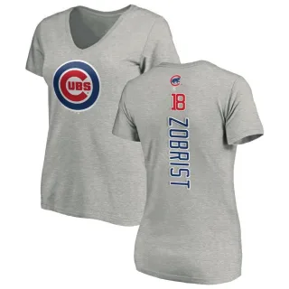 Women's Chicago Cubs Ben Zobrist Ash Backer Slim Fit T-Shirt