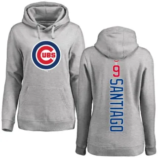 Women's Chicago Cubs Benito Santiago Ash Backer Pullover Hoodie