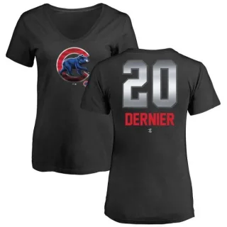 Women's Chicago Cubs Bob Dernier Black Midnight Mascot V-Neck T-Shirt