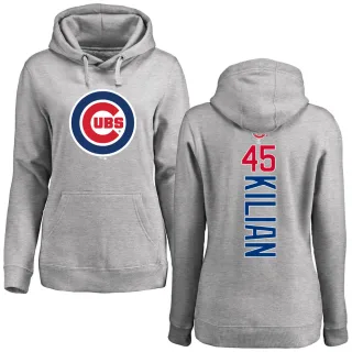 Women's Chicago Cubs Caleb Kilian Ash Backer Pullover Hoodie