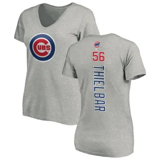 Women's Chicago Cubs Caleb Thielbar Ash Backer Slim Fit T-Shirt