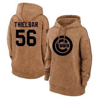 Women's Chicago Cubs Caleb Thielbar Brown 2023 Salute to Service Pullover Hoodie