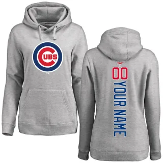 Women's Chicago Cubs Custom Ash Backer Pullover Hoodie