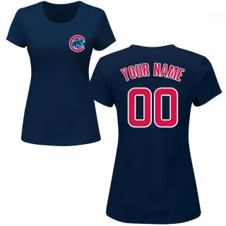 Women's Chicago Cubs Custom Navy Roster T-Shirt