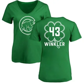 Women's Chicago Cubs Dan Winkler Green Dubliner V-Neck T-Shirt Kelly