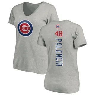 Women's Chicago Cubs Daniel Palencia Ash Backer Slim Fit T-Shirt