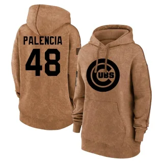 Women's Chicago Cubs Daniel Palencia Brown 2023 Salute to Service Pullover Hoodie