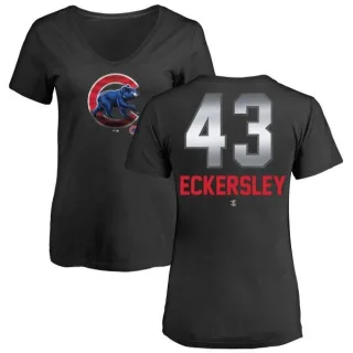 Women's Chicago Cubs Dennis Eckersley Black Midnight Mascot V-Neck T-Shirt