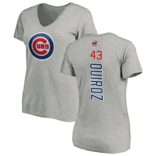 Women's Chicago Cubs Esteban Quiroz Ash Backer Slim Fit T-Shirt