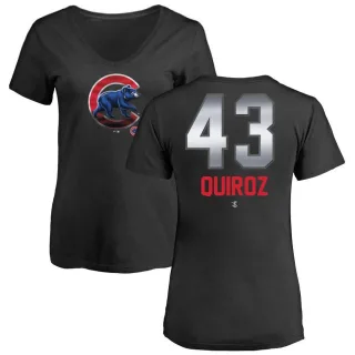 Women's Chicago Cubs Esteban Quiroz Black Midnight Mascot V-Neck T-Shirt