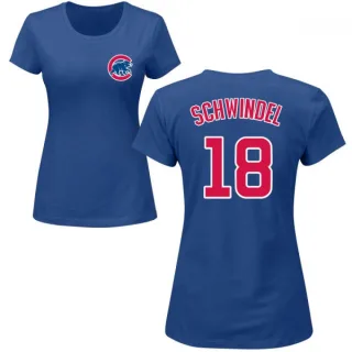 Women's Chicago Cubs Frank Schwindel Royal Roster T-Shirt