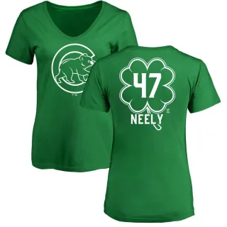 Women's Chicago Cubs Jack Neely Green Dubliner V-Neck T-Shirt Kelly