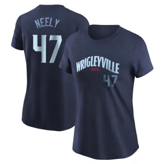 Women's Chicago Cubs Jack Neely Navy City Connect T-Shirt