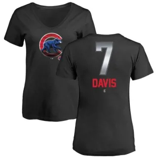 Women's Chicago Cubs Jody Davis Black Midnight Mascot V-Neck T-Shirt