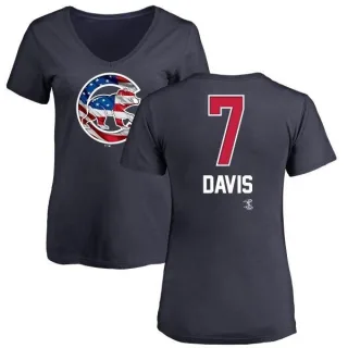 Women's Chicago Cubs Jody Davis Navy Name and Number Banner Wave V-Neck T-Shirt