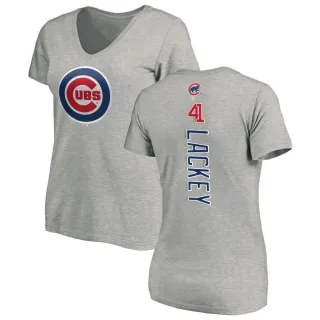 Women's Chicago Cubs John Lackey Ash Backer Slim Fit T-Shirt