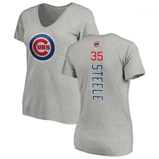 Women's Chicago Cubs Justin Steele Ash Backer Slim Fit T-Shirt