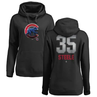 Women's Chicago Cubs Justin Steele Black Branded Midnight Mascot Pullover Hoodie -