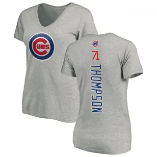 Women's Chicago Cubs Keegan Thompson Ash Backer Slim Fit T-Shirt