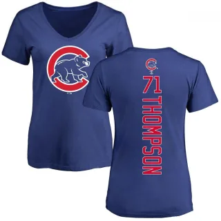 Women's Chicago Cubs Keegan Thompson Royal Backer Slim Fit T-Shirt