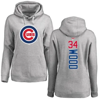 Women's Chicago Cubs Kerry Wood Ash Backer Pullover Hoodie