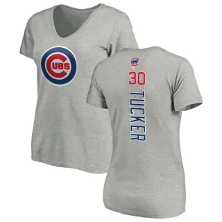 Women's Chicago Cubs Kyle Tucker Ash Backer Slim Fit T-Shirt