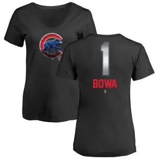 Women's Chicago Cubs Larry Bowa Black Midnight Mascot V-Neck T-Shirt