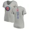 Women's Chicago Cubs Leon Durham Ash Backer Slim Fit T-Shirt