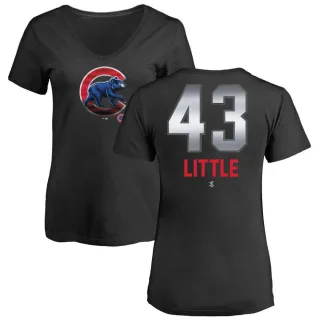 Women's Chicago Cubs Luke Little Black Midnight Mascot V-Neck T-Shirt