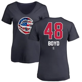 Women's Chicago Cubs Matthew Boyd Navy Name and Number Banner Wave V-Neck T-Shirt