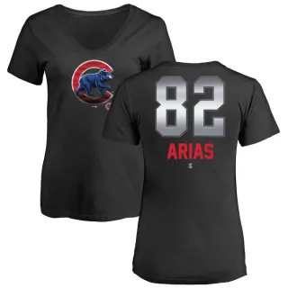 Women's Chicago Cubs Michael Arias Black Midnight Mascot V-Neck T-Shirt